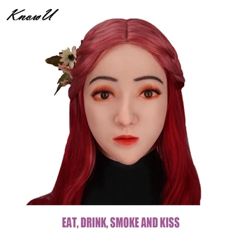 

KnowU Crossdress Femalemask with Eyes Halloween Headgear Cosplay MTF Transgender Silicone Sissy