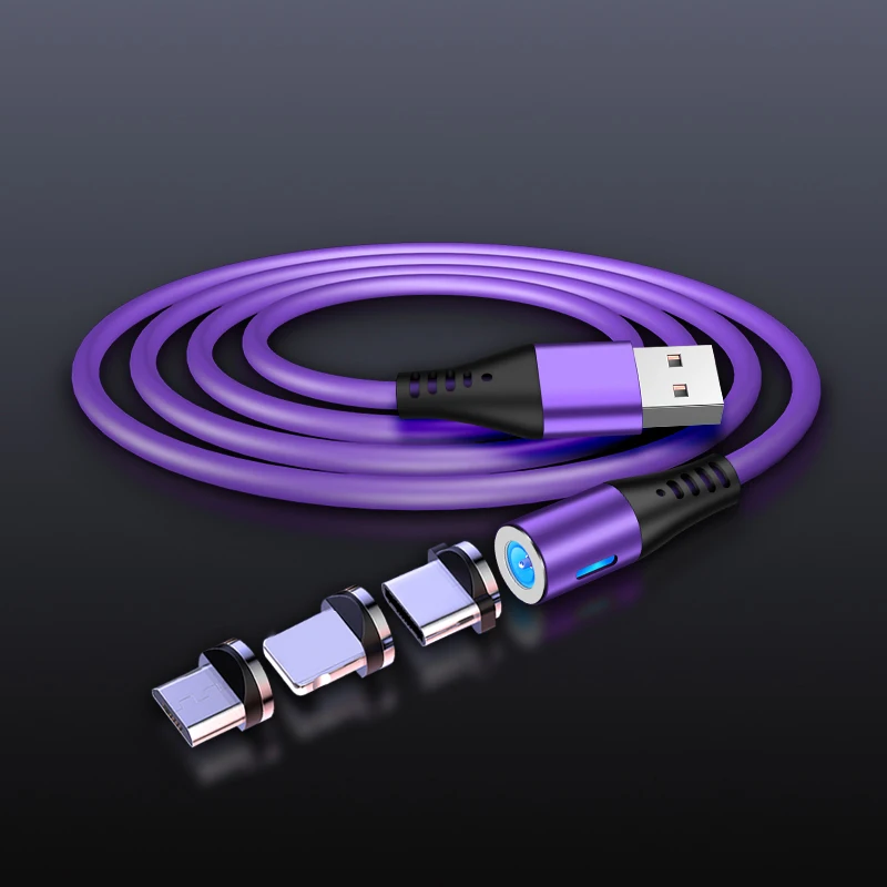 Магнитный светящийся кабель со светодиодной подсветкой зарядный Шнур Micro USB Type C