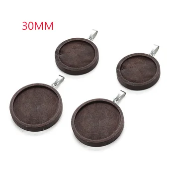 

20pcs Pendant Jewelry Unisex DIY Tray Base Accessories Cabochon Necklace Wooden Round