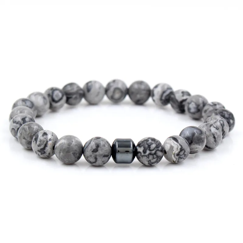 

Classic Simple Women Men 8mm Natural Tiger Eye Marble Lava Hematite Stone Yogi Bracelets Bangle Lucky Jewelry