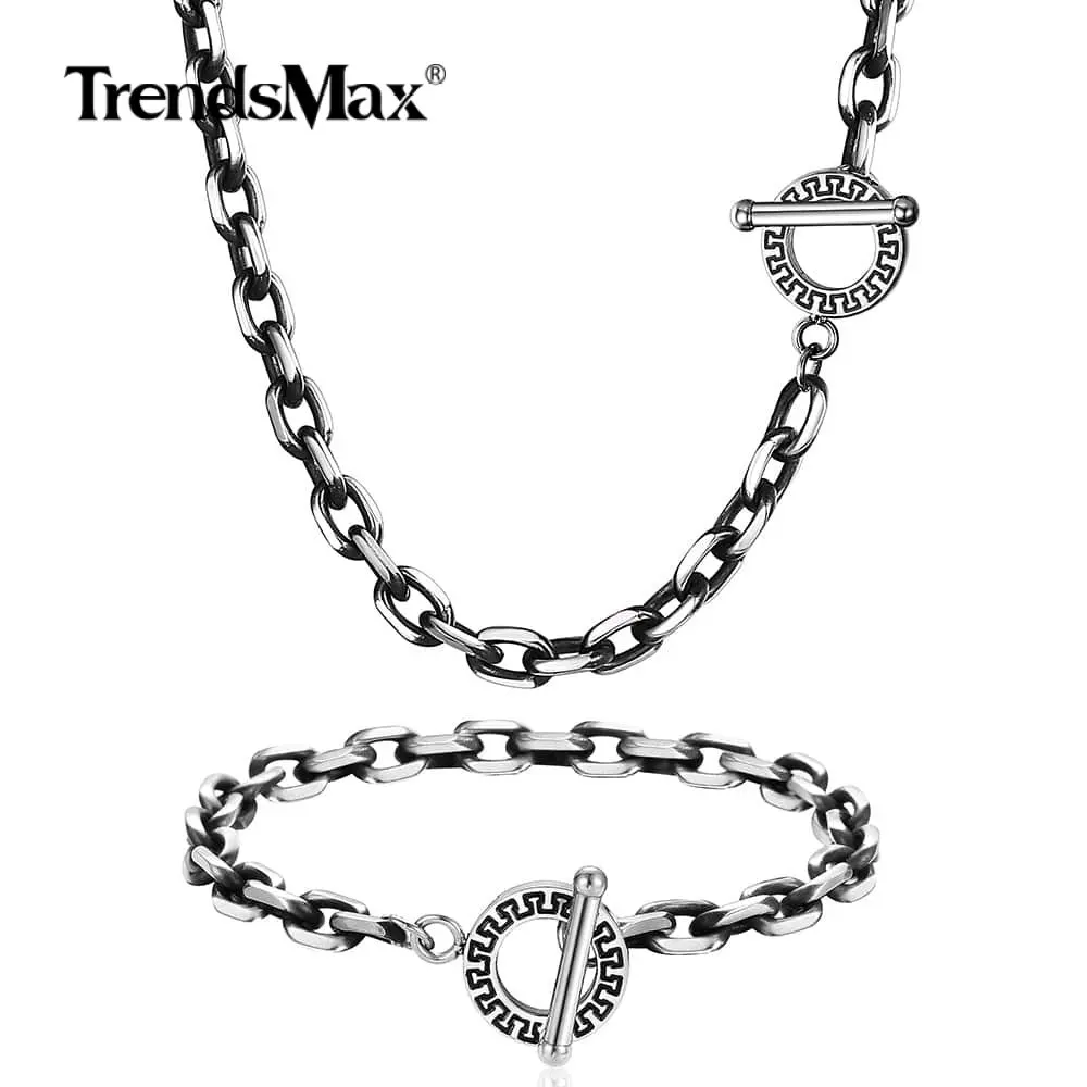 Simple Gunmetal Stainless Steel 6mm Rolo Cable Link Chain Necklace