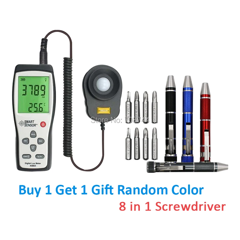 AS823 Digital Lux Meter Light Meter Illuminance Flow Light Measurement 1~100.000lux