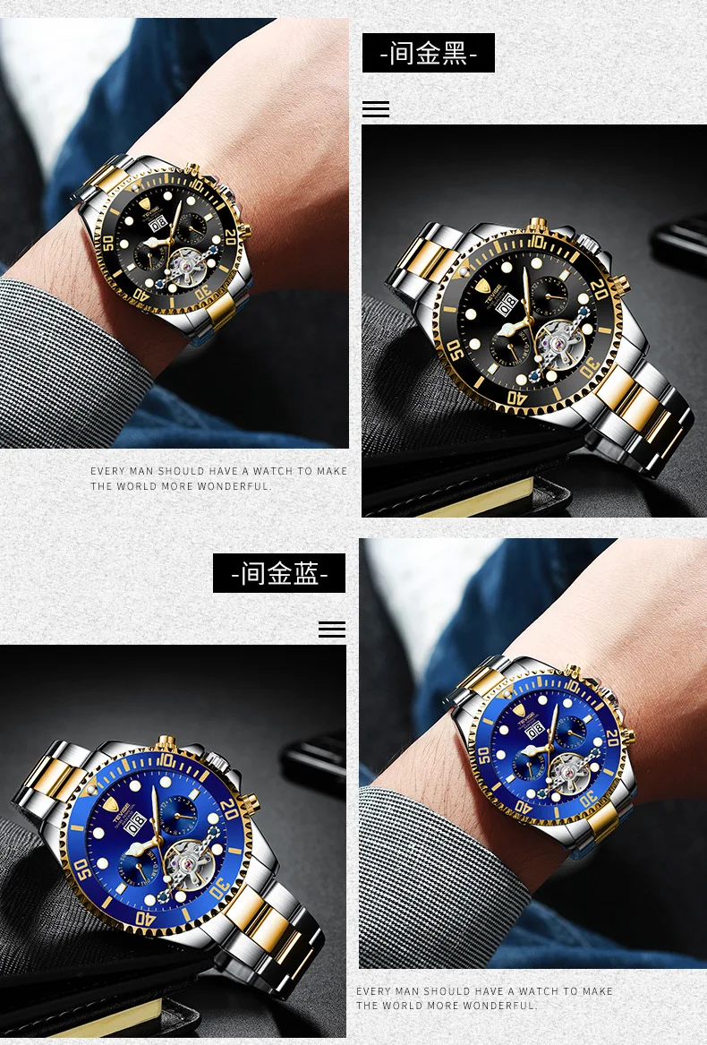 Tevise швейцарские новые стильные мужские автоматические часы Аналоговые часы Daytona Guangzhou Брендовые мужские часы из чистой стали