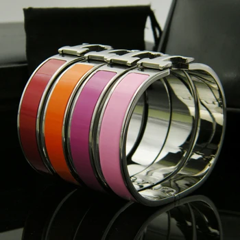 

Fashion Jewelry H Shape Bangles Famous Design Bangle for Women SIlver color Plated Italy bracelets Jewelry 16.5cm