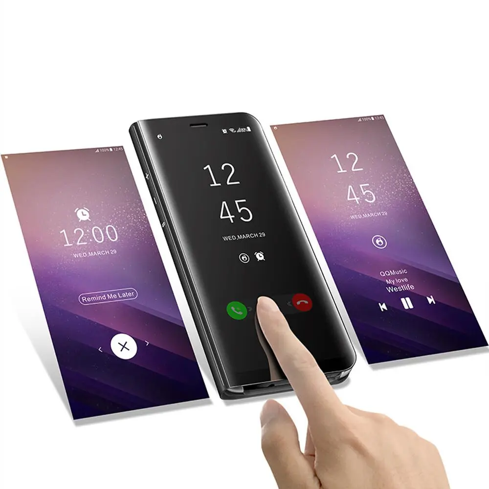 Умный флип чехол для Samsung S10e S10 5G Plus S8 S9 360 ударопрочный кожаный зеркальный