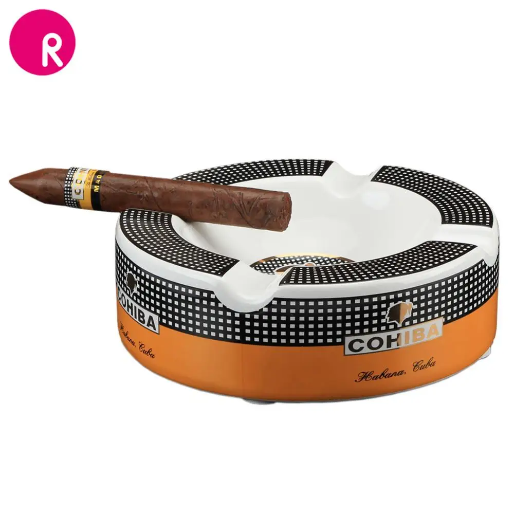 Magixun COHIBA Round Ceramic Cigar Ashtray Home Table Portable Smoking
