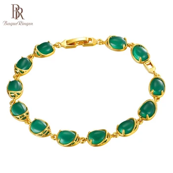 

Bague Ringen Charms Bracelets for Women Silver 925 Jewelry Oval Gemstones Ruby Jade Emerald Vintage design Gold color 24k Gift