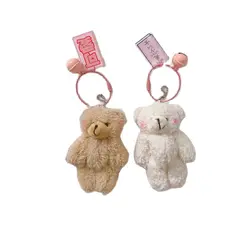 LLavero de oso de peluche de dibujos animados para bebé, abalorio con pompón, bolsa de niña, llavero de coche, joyería colgante para Teléfono Móvil, 1 unidad
