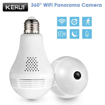 

KERUI 960P WiFi Wireless Home Security Burglar Fisheye Bulb Panoramic Camera LED Light LampSurveillance 360 Degree IP Camera