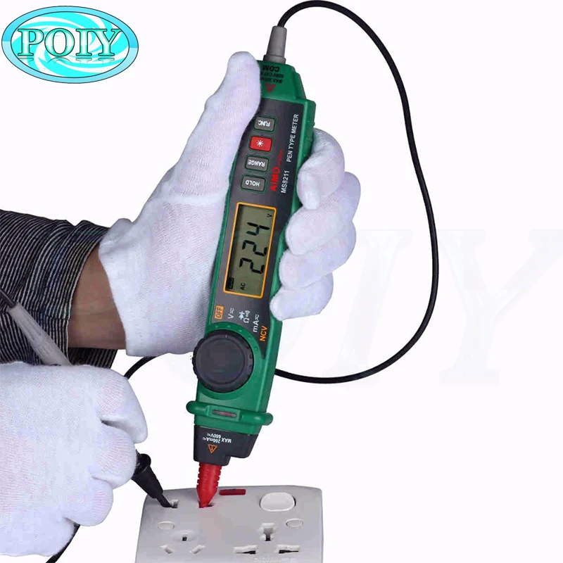 MASTECH MS8211 Ручка Тип Цифровой мультиметр Бесконтактный AC детектор напряжения Авто
