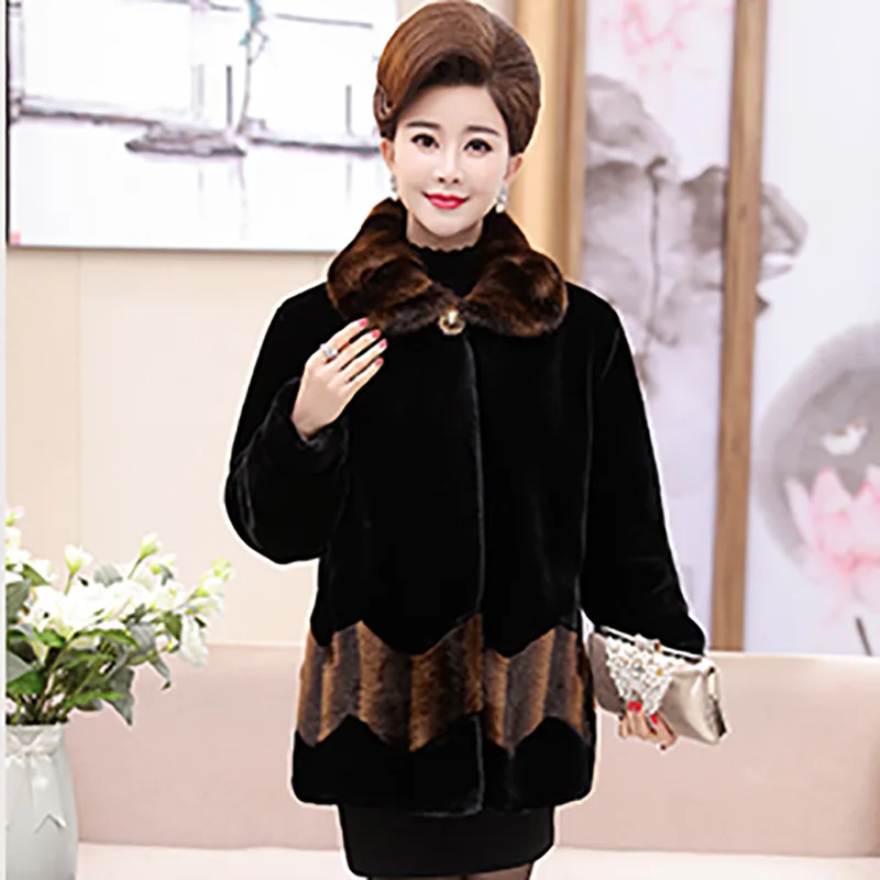 

2018 New Style Middle-aged Mom WOMEN'S Dress Faux Mink Fur Clothing Large Lapel Jacket Nobility Autumn And Winter