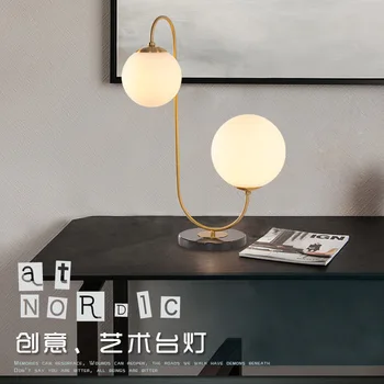 

Post Modern Glass Desk Lamp Northern Europe Concise Bedroom Bedside Originality Personality Decoration Round Ball Desk Lamp