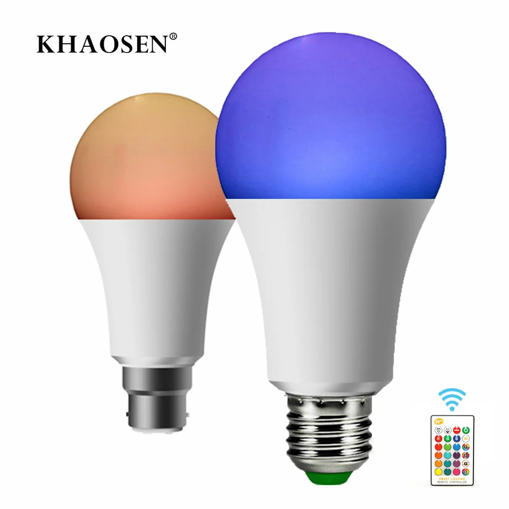 Светодиодная лампа RGBW E27 B22 RGB 5 Вт 10 15 85 265 в 110 В 220 + ИК пульт дистанционного