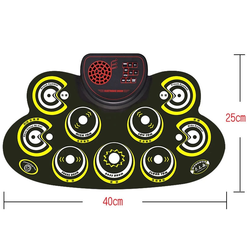 Electronic Drum Set Portable Electronic Roll Up Practice Pad Drum Kit with Built in Speakers Foot Pedals Drumsticks