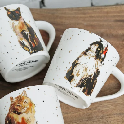 Кошка керамическая кружка большой емкости для завтрака Молочный Сок, кофе чайная чашка, кружка креативные парные чашки Посуда для напитков