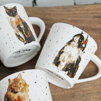 

Cat Ceramic Mug Large Capacity Breakfast Milk Juice Coffee Tea Cup Mug Creative Couple Cup Drinkware Free Shipping