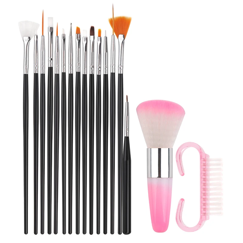 Nail Art Brush Acrylic Nail Polish Brush Kit UV Gel Nail Polish Paint Brushes Drawing Nail Pen Manicure Clean Brush Tools