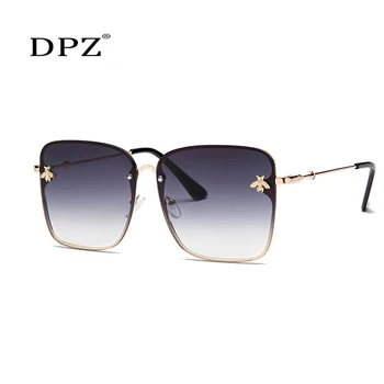 

DPZ 2020 Luxury Brand Designer Female Rimless Sunglasses Square Women Sun Glasses Gradient Shades Little bee Lens Ladies UV400