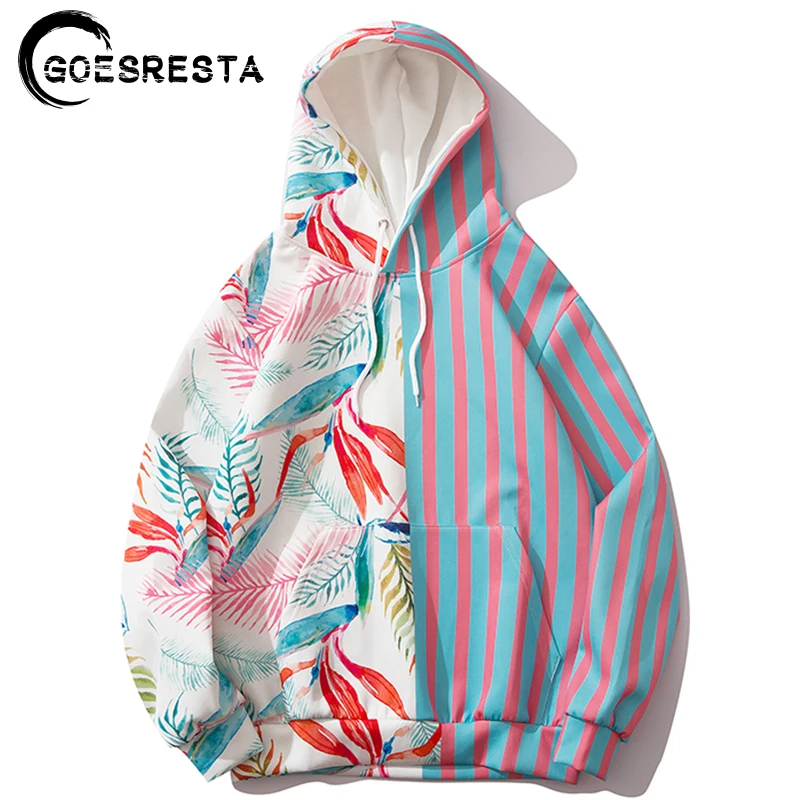 

Goesresta 2020 Fashion Hip Hop Hoodie Men Leaf Stripe Print Casual Sweatshirt Pullover Oversized Autumn Men Hooded Sweatshirt