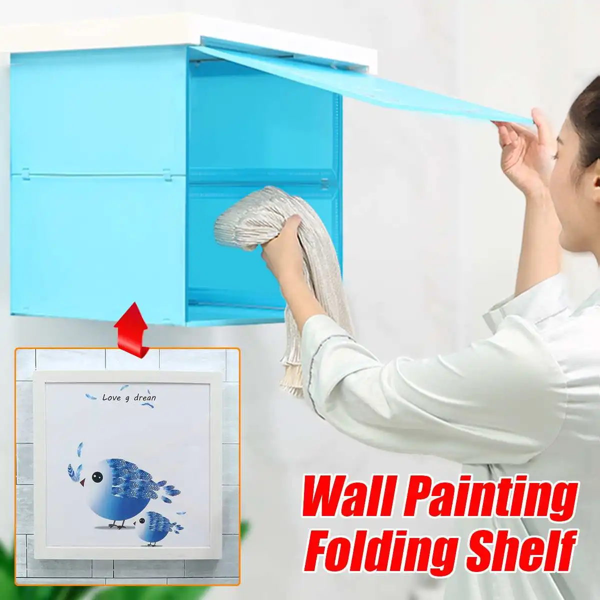 

Bathroom Concealed storage box foldable wall painting box mural decoration clothes organizer rack