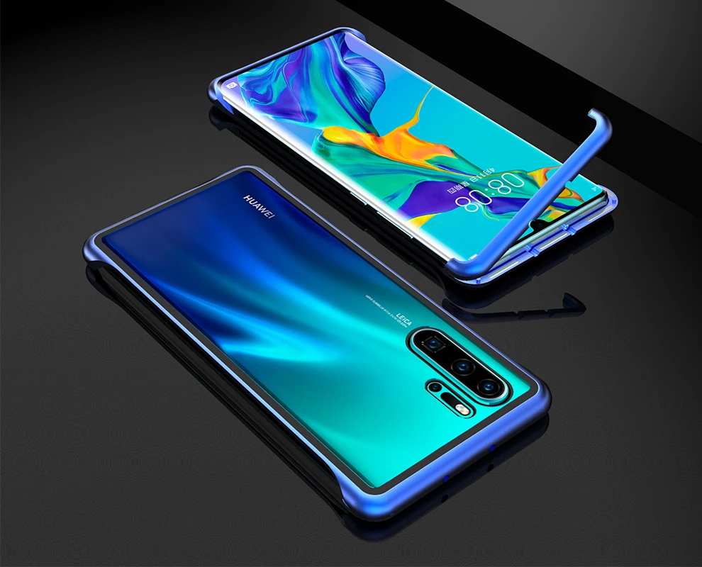 Ультратонкий противоударный чехол для телефона huawei P30/Pro, Роскошный Алюминиевый металлический и устойчивый к царапинам 9 H, чехол из закаленного стекла P30 Pro