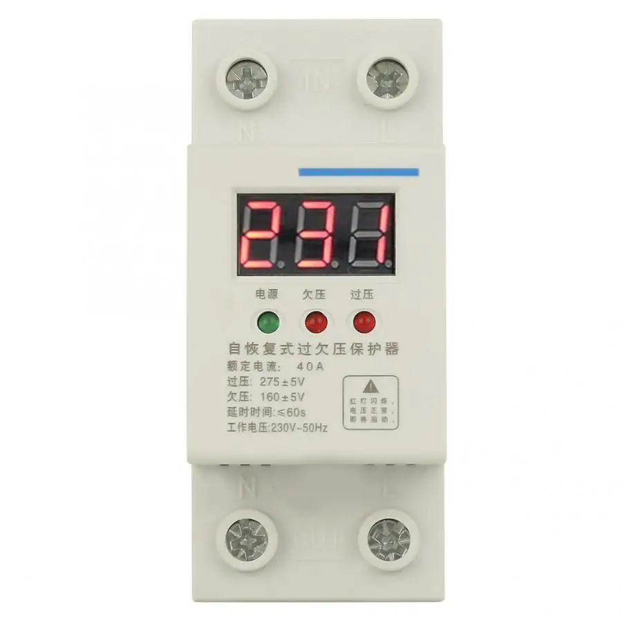 40A 230V 2P din-рейка автоматическое повторное соединение восстановления перенапряжения и ниже напряжения реле защитное устройство Защита от перенапряжения
