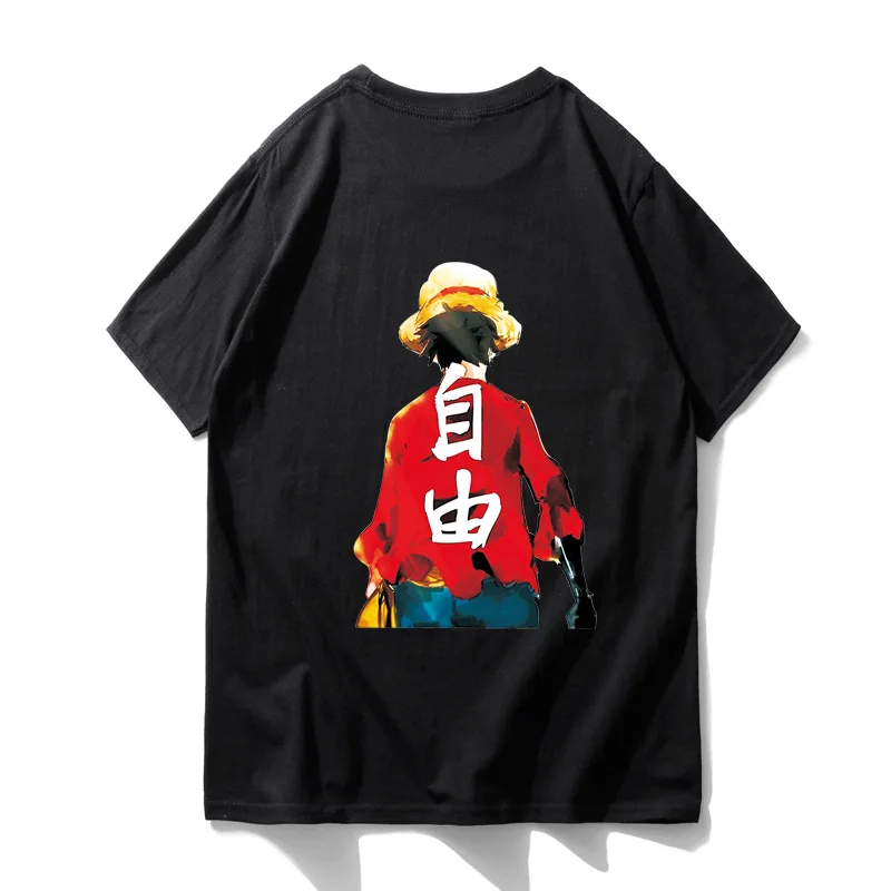 

Cool Summer Funny ONE PIECE Anime Black Luffy T Shirt Hip-Hop Men Cotton T-shirt Kawaii Causal Clothes Tshirt Fashion Loose Tee