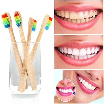 

1PC Wood Rainbow Toothbrush Bamboo Handle ToothBrush Soft Fibre Whitening Wooden Tooth Soft Brushes Oral Care Tool
