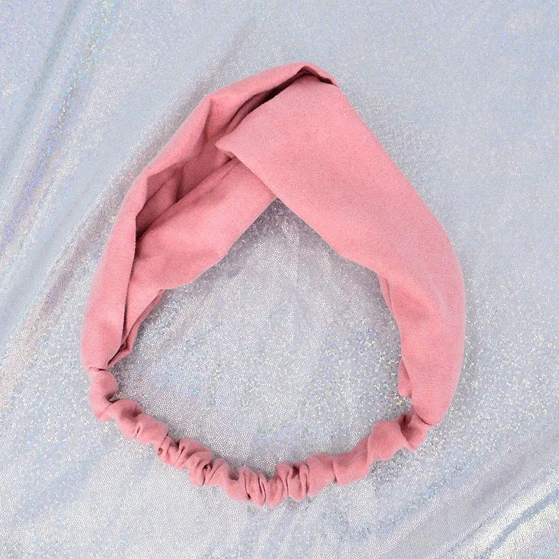 style 3 child pink Женская замшевая повязка на голову; сезон весна-осень; Винтажные эластичные резинки для волос с перекрестным узлом; мягкая однотонная повязка для волос для девочек; аксессуары для волос - Цвет: style 3 child pink