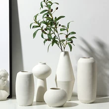 Простая и стильная Геометрическая горящая щетка ваза белая керамическая корзина для цветов ваза для украшения интерьера гостиная балкон украшение