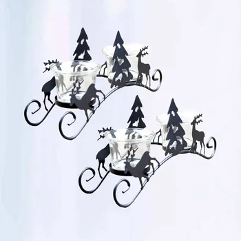 

2pcs Iron Candlestick Deer Christmas Tree Modern Candle Holder Crafts for Party Wedding Anniversary