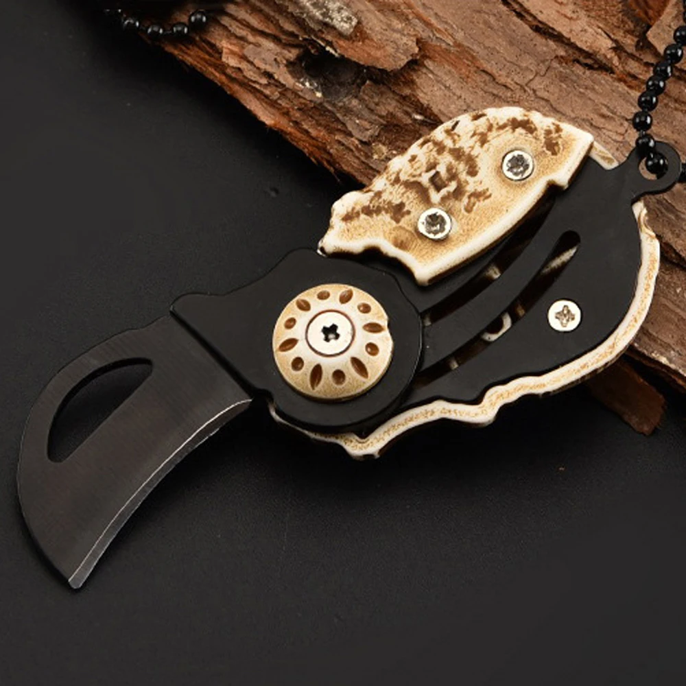 Portable Keychain Skull Head Knife Edc Tool Mini Pocket Tactical Folding Knives Navajas Zakmes Couteau Pliant Canivete De Bolso