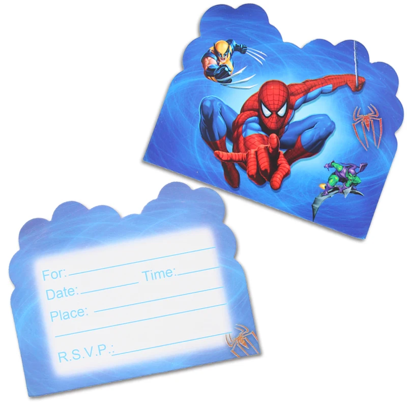 50Pcs Cartoon theme Invitation Card envelope Unicorn/Princess/spiderman/Avenger/Mermaid/Panda birth - 4.00014E+12