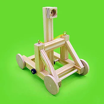 

1Set DIY Small Technology Production Wooden Catapult Children Gift Handmade Assembly Model Kit Wood Toy Chariot