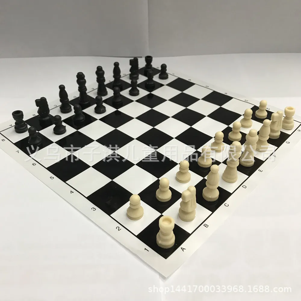 Plastic International Chess with Checkerboard Set Wang 38mm Film Checkerboard 25 X 25cm about 80 Grams