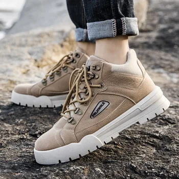 

M- Autumn and winter new men's middle boots Martin boots England retro tooling boots thick bottom increased men's tide shoes