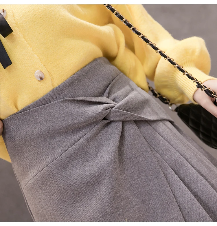 Trytree осень зима Женская Повседневная плиссированная юбка крест-накрест ампир модная юбка однотонная 3 цвета юбки а-силуэта мини юбка