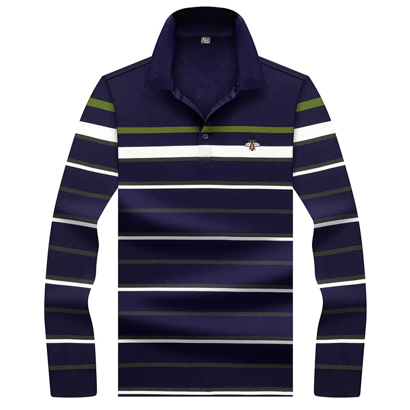 Стиль Мода хлопок с длинным рукавом поло для мужчин в полоску Camisa Masculina Polo одежда Повседневная Бизнес Homme анти-пиллинг - Цвет: 8912 green