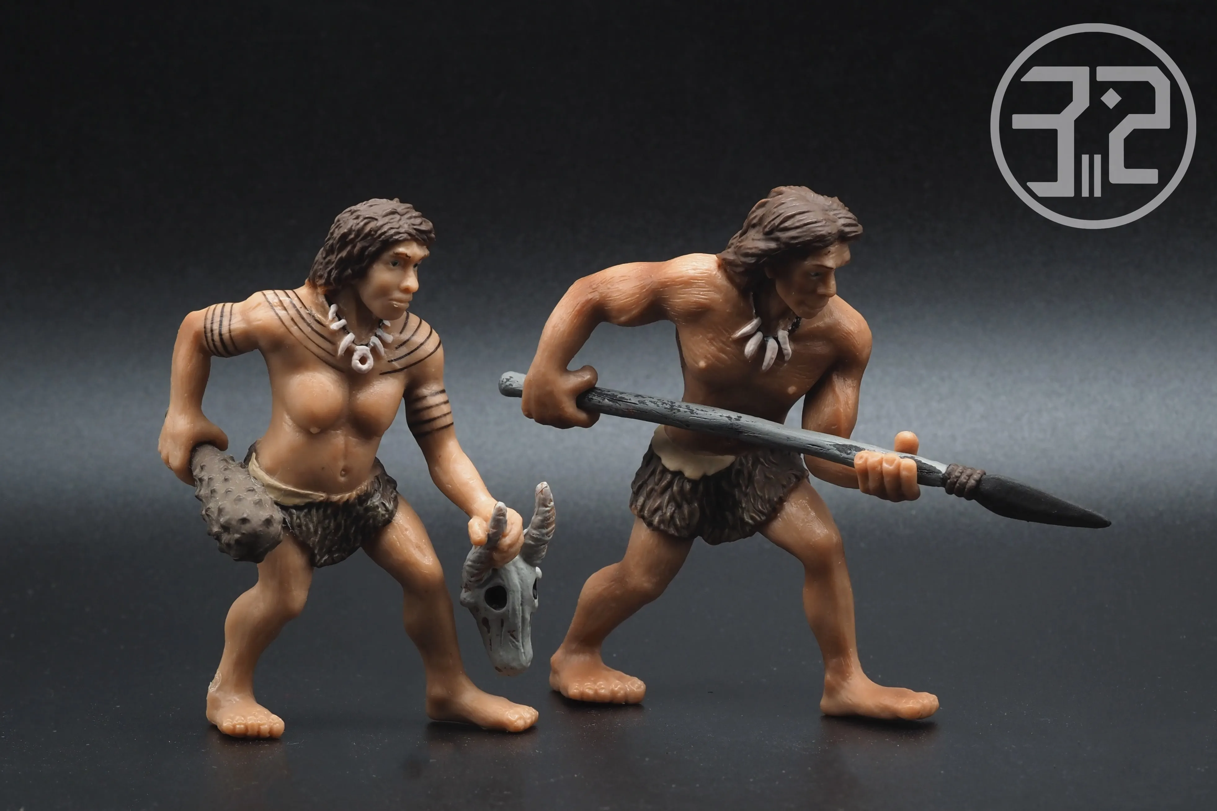 

small pvc figure model Neanderthal caveman 2pcs/set out of print