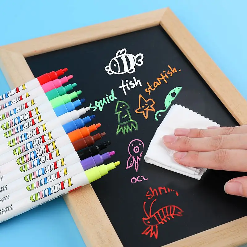 Advanced Pack 12Color Liquid Chalk Markers Erasable Chalkboard