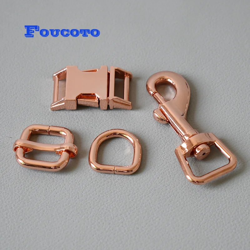 

1 set/lot Metal sliders adjuster D ring release buckle 15mm webbing for dog collar necklace DIY leather chain sewing accessories