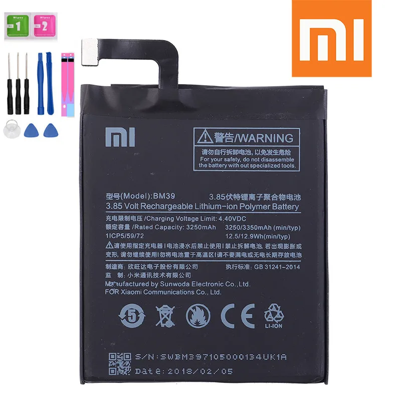Аккумулятор Xiaomi BM39 3250 мАч для Mi 6 Mi6 BM 39|Аккумуляторы мобильных телефонов| |