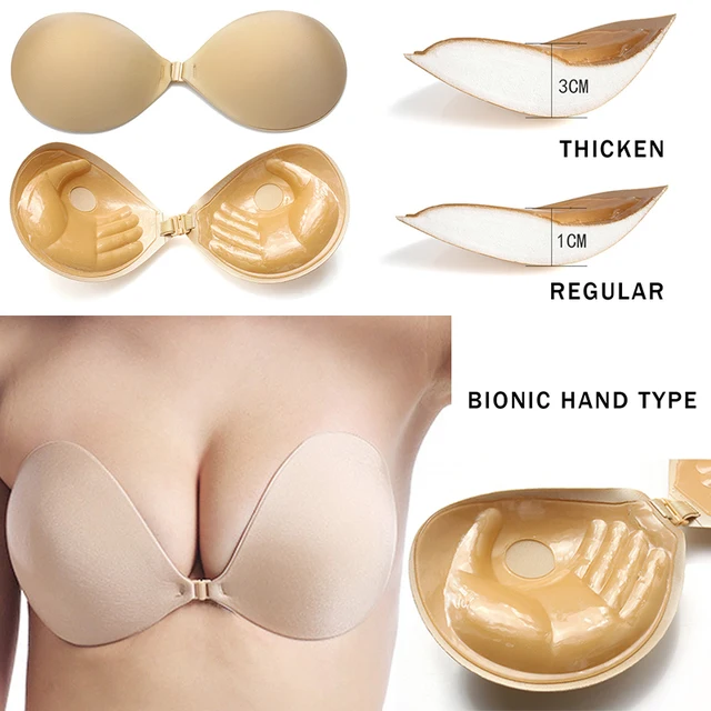 Wireless Front Closure Bras for Women Invisible Push Up Strapless Bra Plus Size Backless Self Stick-on 1