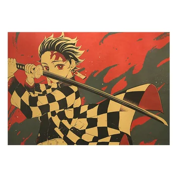 

Anime Demon Slayer: Kimetsu no Yaiba classic kraft poster home decoration painting room wall stickers pictures
