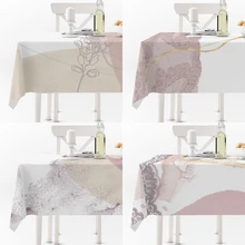 

Nordic style Rectangular Elegant Tablecloths Pink Flowers Plant Waterproof Anti-stain Picnic Blanket Birthday Wedding Decoration