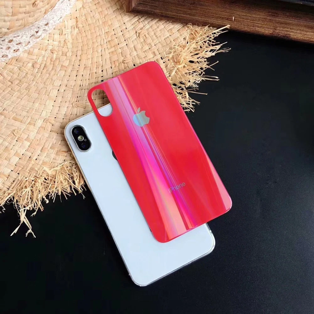 Aurora градиентное стекло задняя пленка для iPhone XS MAX 11 Pro XR X 7 8 Plus блестящее 3D изогнутое закаленное стекло Защита от царапин