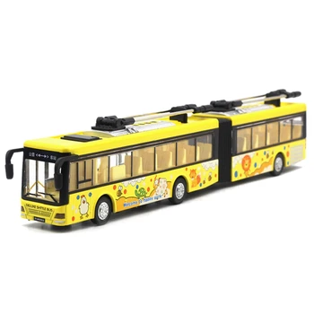 

City Trolleybus Double Bus,1:48 Alloy Pull Back Double Bus Model,Toy Cars