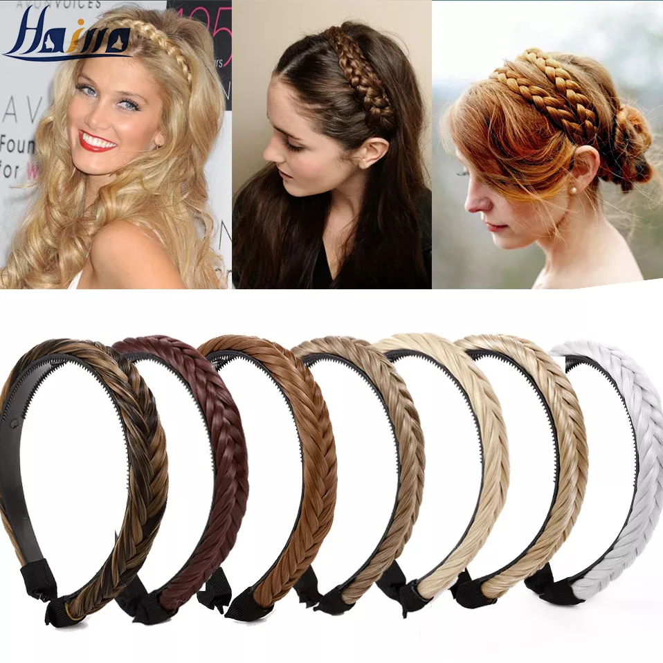 Cintas elásticas para el cabello para mujer, diademas antideslizantes trenzadas, accesorios para el cabello para niña, banda elástica ajustable para la cabeza, Sombreros con bisel