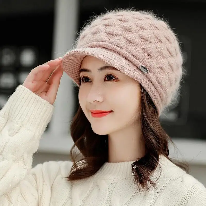 Двухслойный дизайн зимние шапки для женщин теплая кроличья Меховая кепка вязаная шапка шарф шапочки береты НОВАЯ шапка s