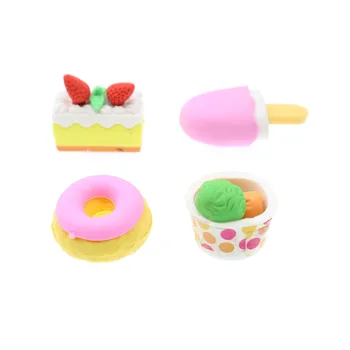 

4pc=1 Sets/Cute Imitation Food Eraser Cake Ice Cream Pencil Eraser Kids Gift Creative Korean Stationery Novelty Items